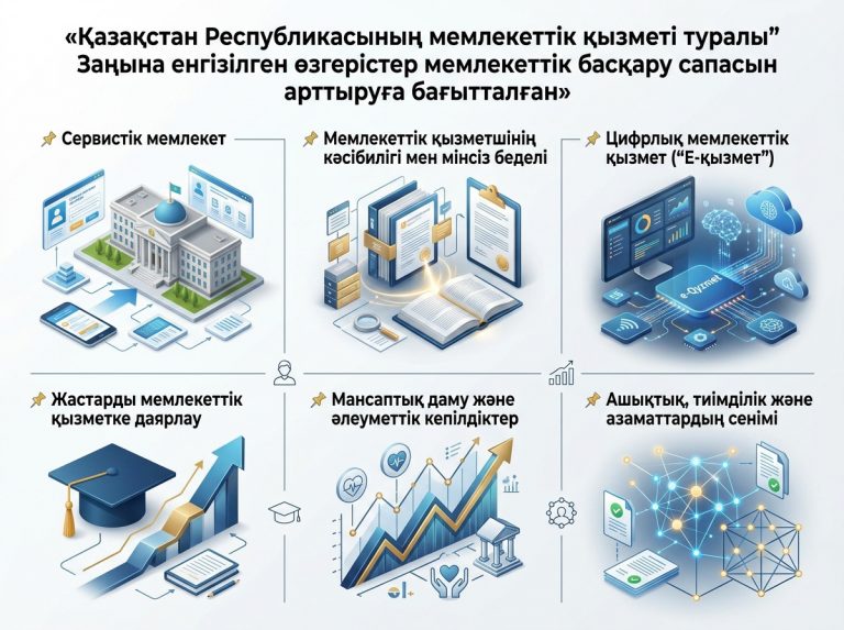 ИЗМЕНЕНИЯ В ЗАКОН «О ГОСУДАРСТВЕННОЙ СЛУЖБЕ РЕСПУБЛИКИ КАЗАХСТАН» НАПРАВЛЕНЫ НА ПОВЫШЕНИЕ КАЧЕСТВА ГОСУДАРСТВЕННОГО УПРАВЛЕНИЯ